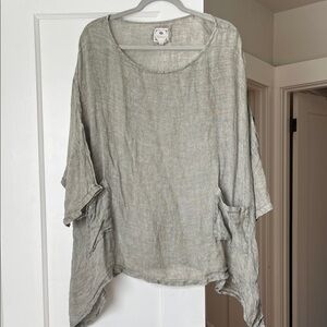 Green Linen Tunic Top